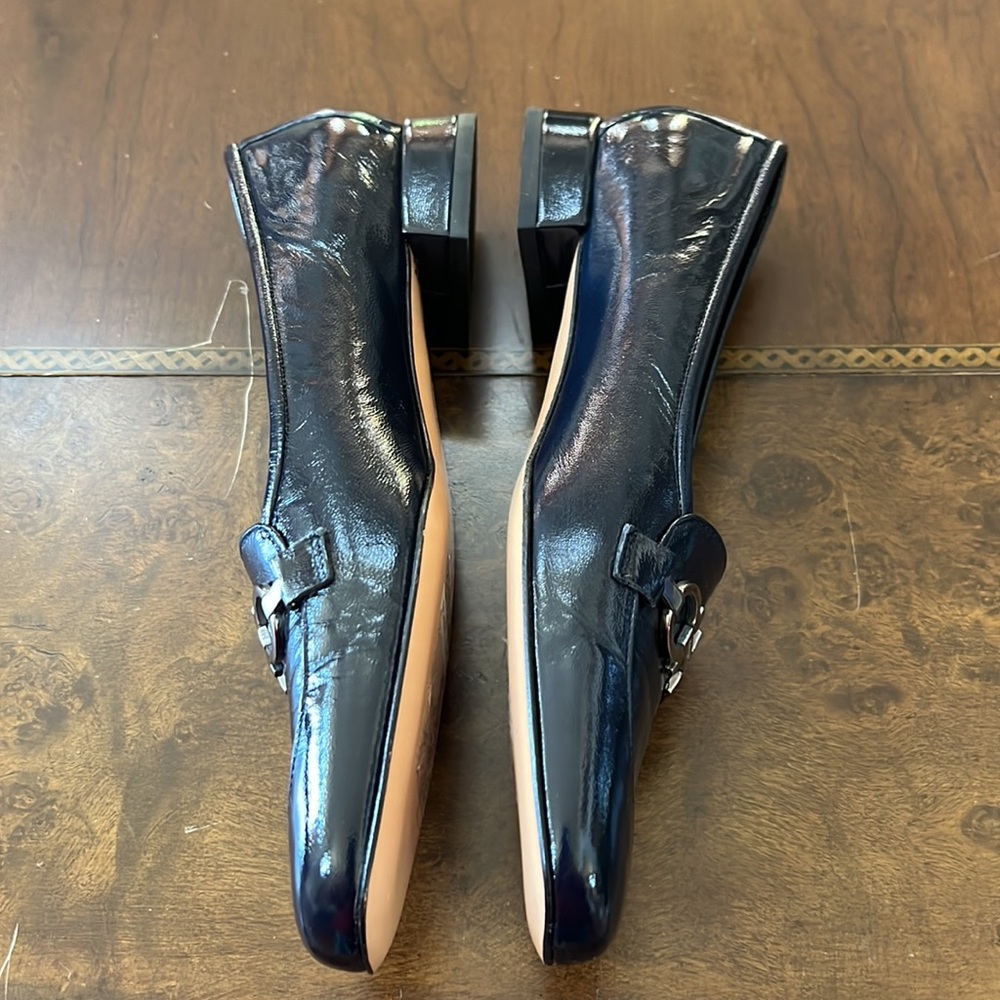 Salvatore Ferragamo Navy Blue Patent Leather Bit Loafers - Picture 8 of 12